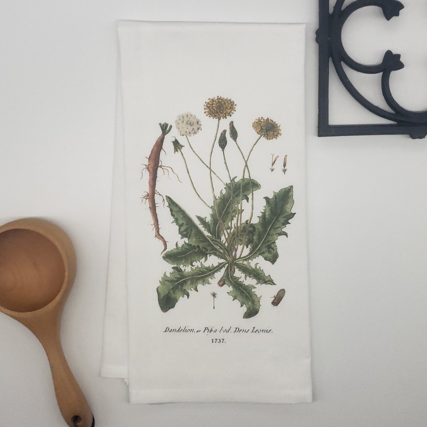 dandelion tea towel, image c.1737 - 100% cotton flour sack