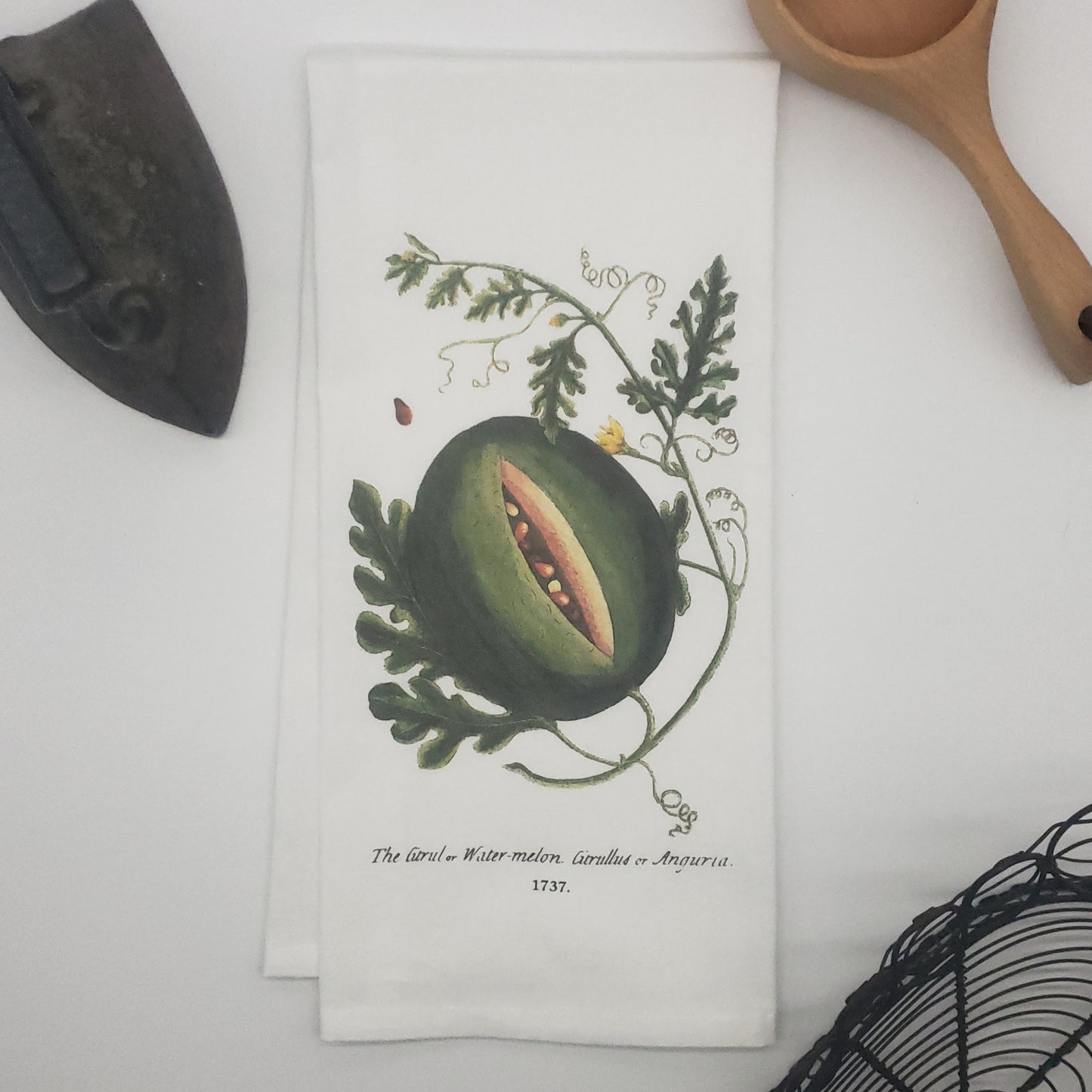 watermelon tea towel, image c.1737 - 100% cotton flour sack