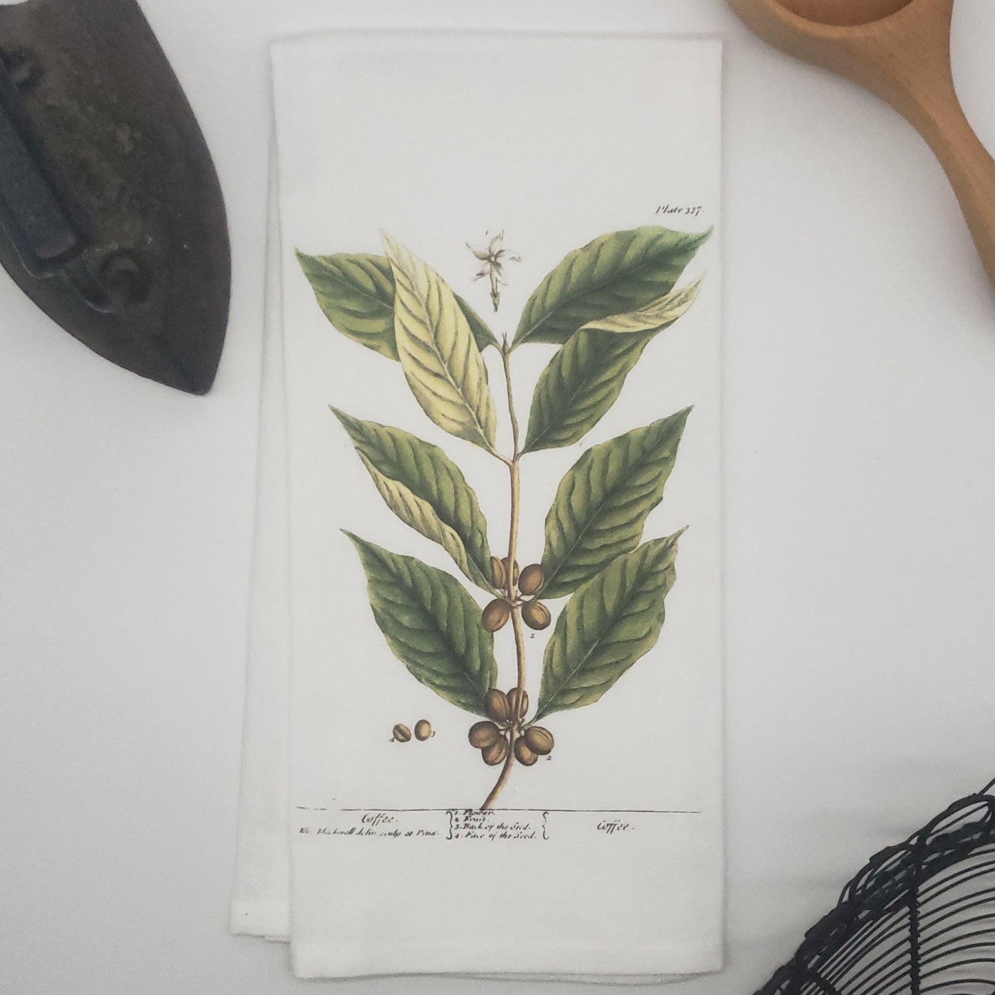 coffee tea towel, image c.1737 - 100% cotton flour sack