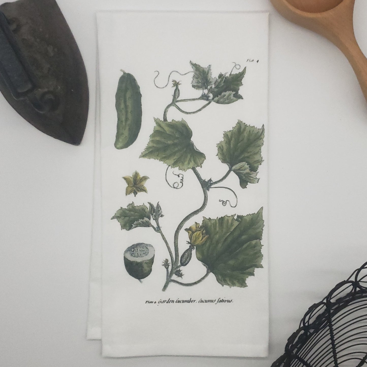 cucumber tea towel, image c.1737 - 100% cotton flour sack