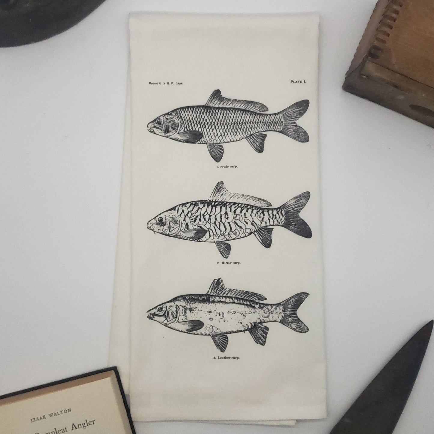 carp tea towel, image c.1904 - 100% cotton flour sack